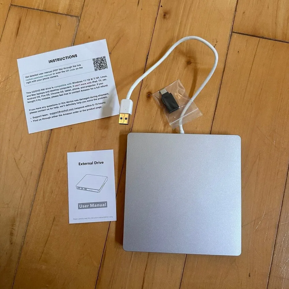 RooFull Optical Drive CD/DVD RW Super Slim Pop Up External